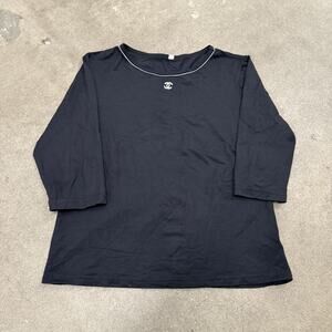 VINTAGE 90s CHANEL DESIGNER 3/4 SLEEVE EMPLOYEE BLOUSE WOMENS SMALL